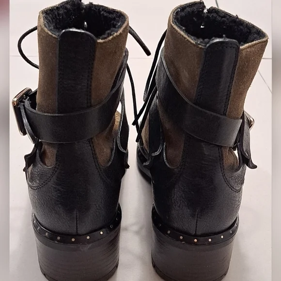 UGG Collection Sassari Suede/Leather Combat Boots/Booties Size 6M - Picture 4 of 10